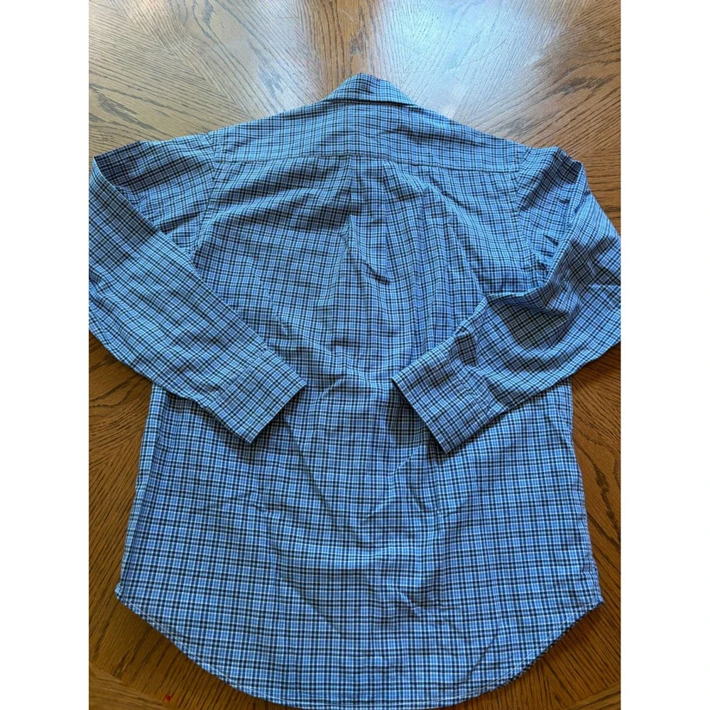 Ralph Lauren Boys Blue Plaid Button Down Shirt Long Sleeve Size M‎ 10-12 Cotton